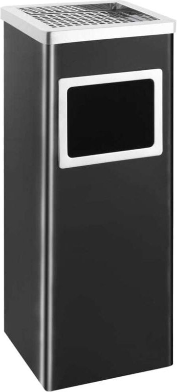 Mülleimer mit Aschenbecher Hotel 36 l Stahl Schwarz - Vidaxl