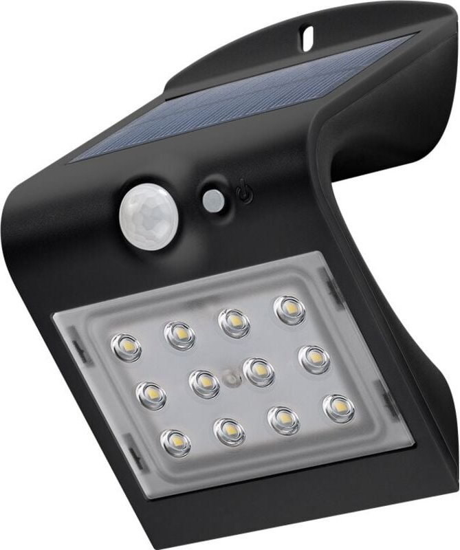 Solar LED-Wandleuchte mit Bewegungsmelder, 1,5W, schwarz - Goobay