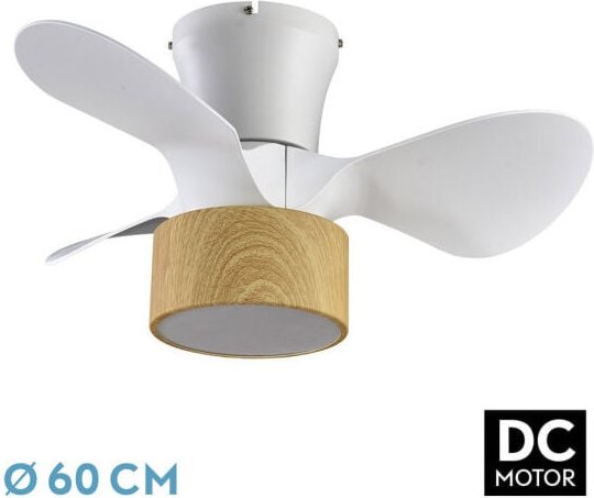 Thumbnail - FABRILAMP Ventilator DC 24w Kos Weiß/Buche 3 Flügel 60d 6 Vel. 2390lm 3000-4500-6000k m/Fernbedienung, Speicher & Timer