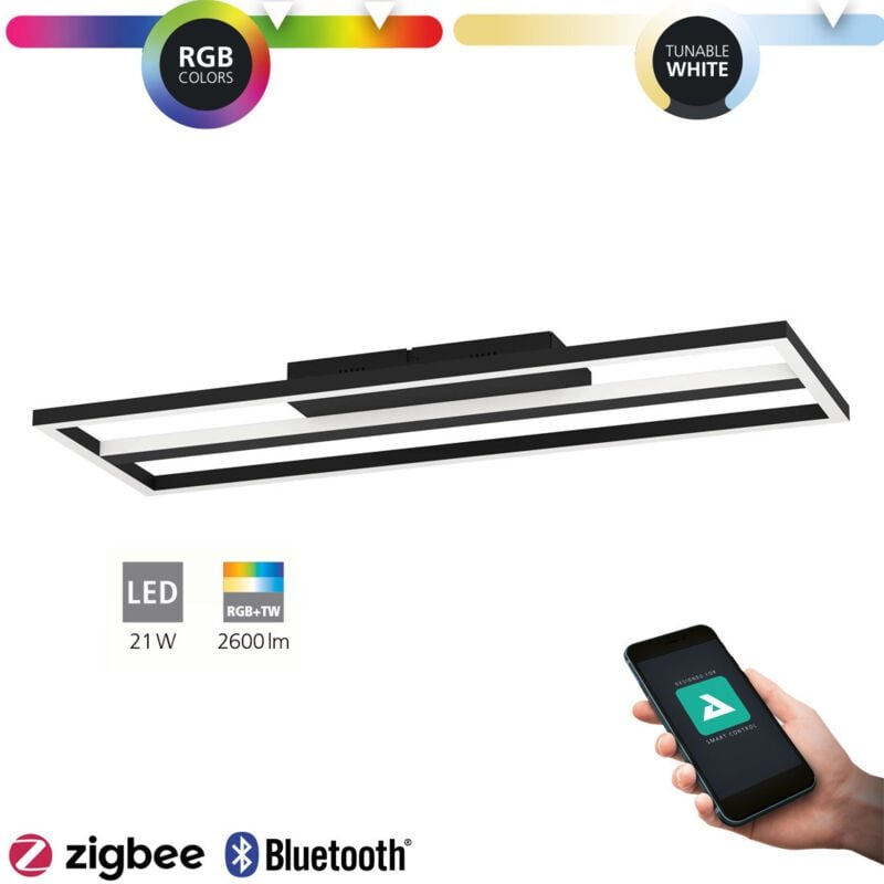 Eglo Connect LED Deckenleuchte Calagrano-Z schwarz 64 x 22 cm Deckenlampen & Kronleuchter