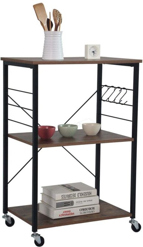 Industrieller 3-stöckiger Wagen mit Rädern und Haken