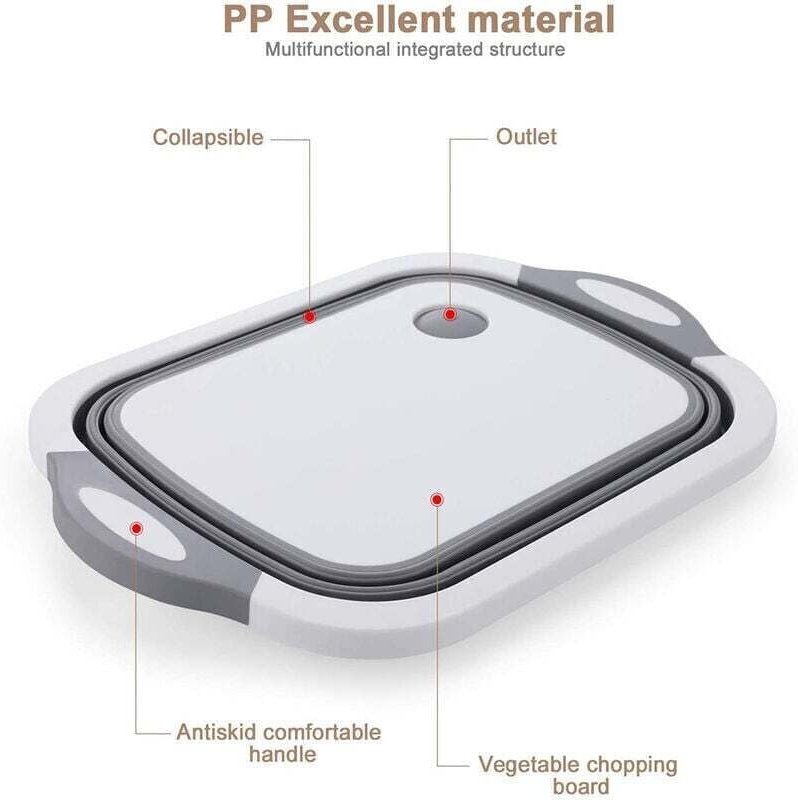 3-in-1 Schneidebrett, faltbare Salatschüssel, faltbarer Aufbewahrungskorb, tragbarer Campingkorb, Küchenschneidebrett, A...