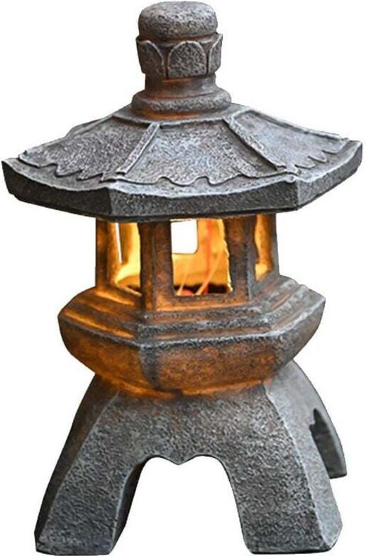 Solar-Gartenlaterne, asiatische Zen-Dekoration für Landschaft, Balkon, Garten, Terrasse, Veranda, Terrasse, Kunstharz, g...