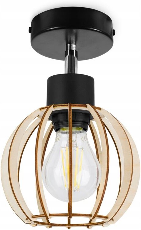 Moderne Led-Deckenleuchte Mit Holzkugeln