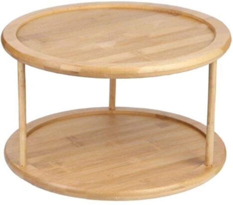 2-stöckiges, drehbares Gewürzregal aus Holz für Küchenschrank oder Tischplatte