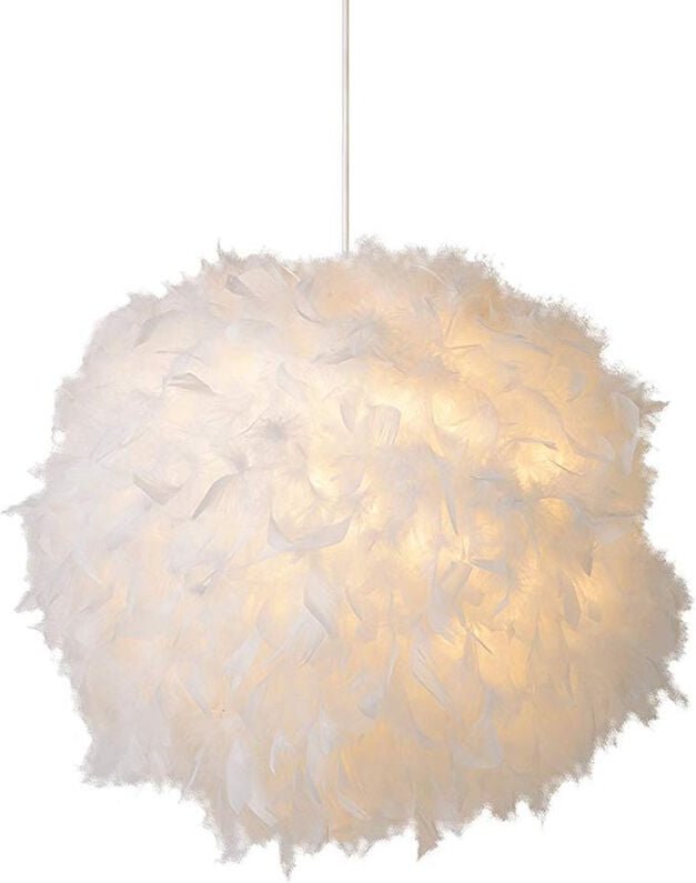 30cm Pendelleuchte Deckenleuchte aus Weißen Federn Leuchte E27 für Schlafzimmer Wohnzimmer Café