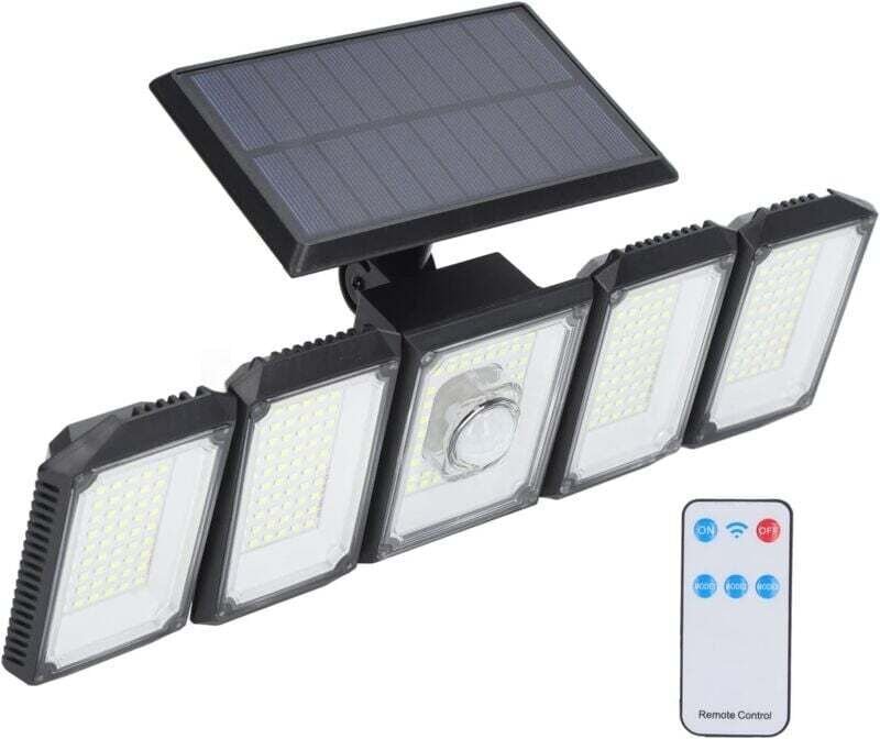 Solar-Außenleuchte, Solar-Außenleuchte mit Bewegungsmelder, 300 LEDs, IP65 wasserdichter Solar-Außenfluter