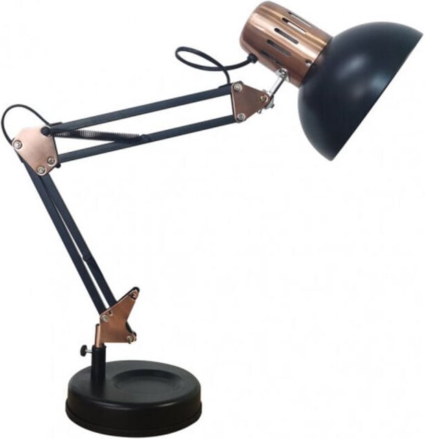 RUTILO Schwarz/Kupfer 57x39x15 Cm Fabrilamp Gelenk-Schreibtischlampe