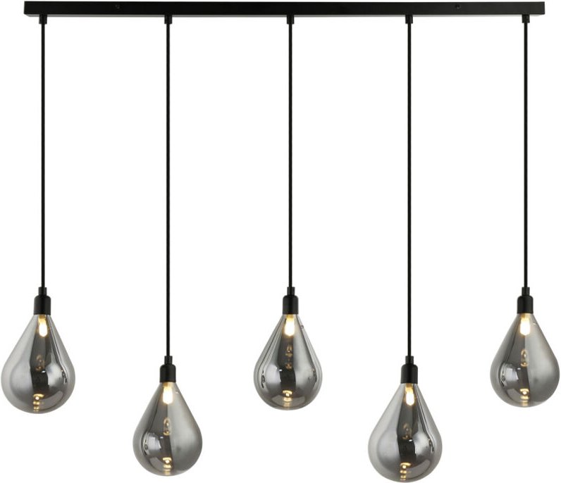 HOME DELUXE Hängeleuchte aus Glas CELIA Rauchgrau - 5-flammig Hängeleuchte, Glasleuchte, Tropfenleuchte, Hängeleuchte, G...