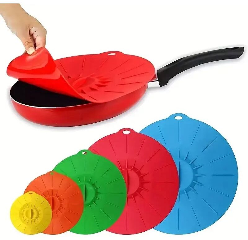 5-teiliges Silikon-Schüsseldeckel-Set – Hitzebeständige, wiederverwendbare Saugnapfdeckel – Mikrowellenspritzschutz, leb...