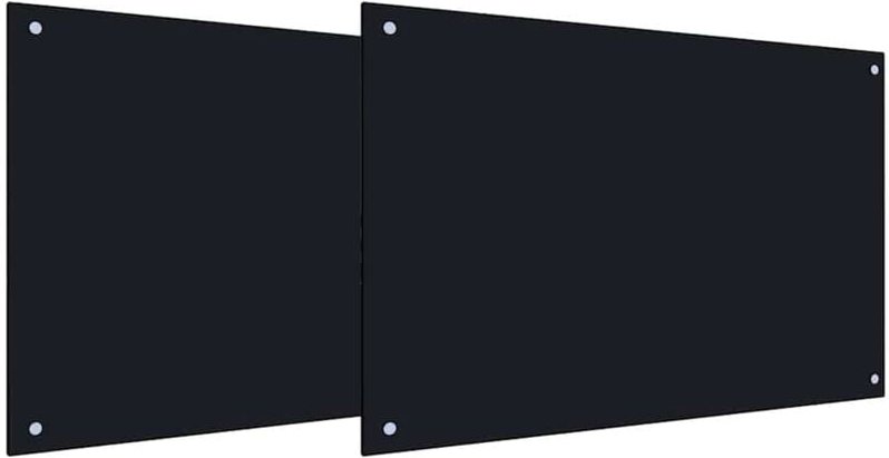 Küchenrückwand 2 pcs Schwarz 90 x 50 cm Gehärtetes Glas vidaXL