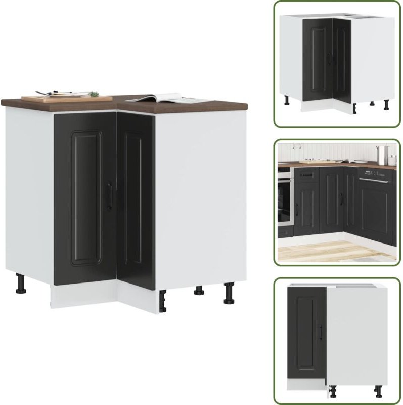 Küchen-Eckunterschrank Kalmar Schwarz Holzwerkstoff - Kücheneckunterschrank - Kücheneckunterschränke - Eckunterschrank -...
