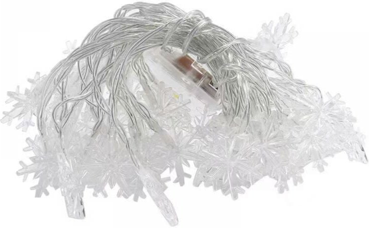 Warmweiß, 6 m) 40 LED-Weihnachtslichterketten mit Schneeflocken, Dauerlicht und Blinklicht in zwei Modi, Dekoration für ...