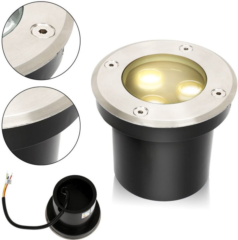 Thumbnail - 2x 3W Bodenleuchte IP67 led Leuchte Bodeneinbaustrahler Bodenstrahler für den Außenbereich