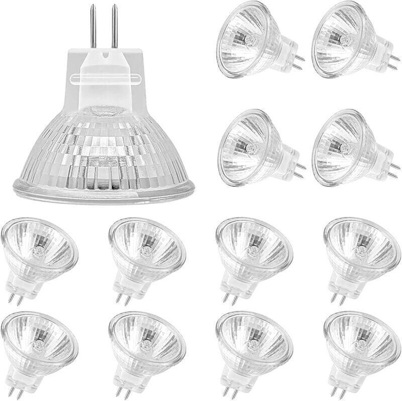 12 Stück MR11 Halogenlampen, GU4 Halogenlampe 12 V 20 W, dimmbare Mr11 GU4 Glühbirne Glasabdeckung für Deckenleuchte, 2-...