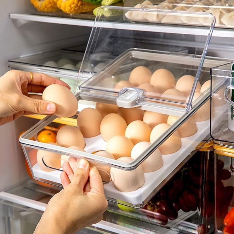 Eier-Aufbewahrungsbox für den Kühlschrank, Eierbox aus Kunststoff für den Kühlschrank, 24 Eierkörbe, Eier-Aufbewahrungsb...