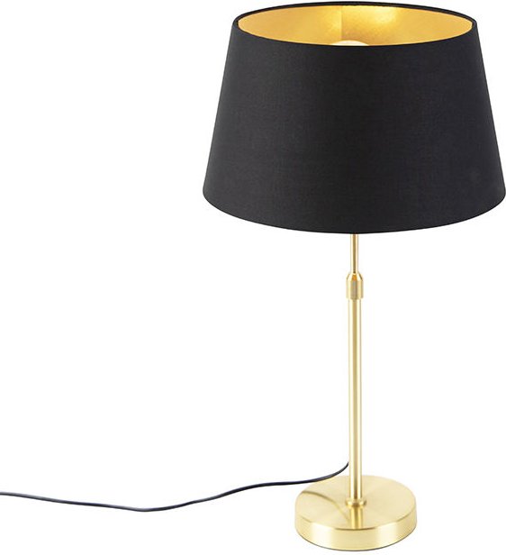 Tischlampe Gold / Messing mit Schirm schwarz mit Gold 32 cm - Parte