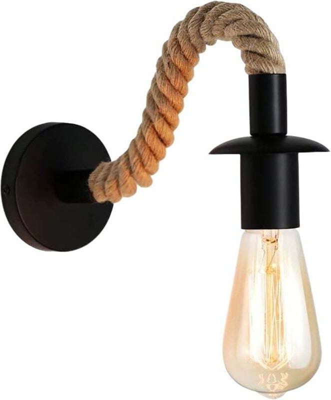 Applique murale Vintage en corde de chanvre ,Applique murale industrielle idéal , E27 luminaire,Ampoule non incluse,110/...