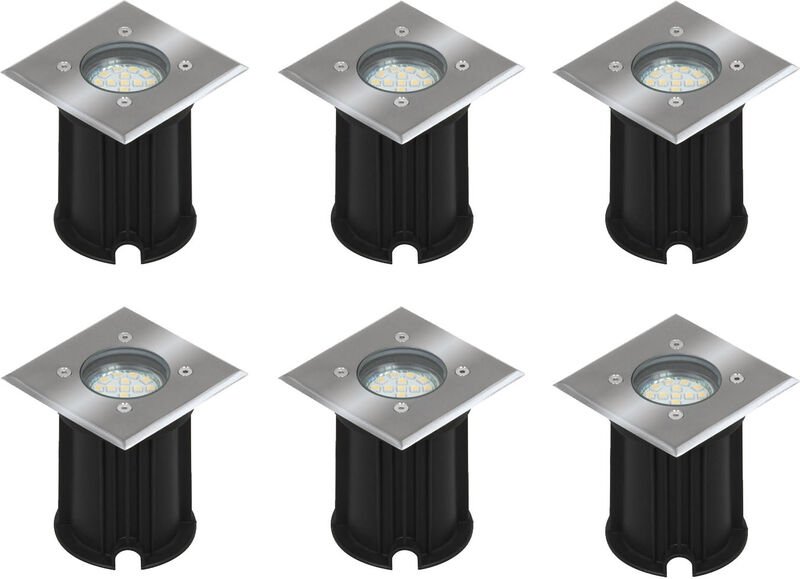 Ranex - 6er-Set LED-Bodeneinbaustrahler Outdoor, eckig, befahrbar, max 800 kg Last, IP65