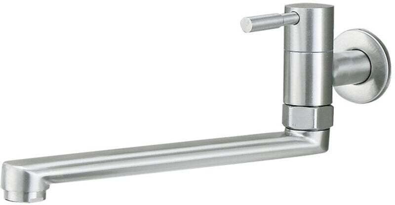 Wandmontierter Spültischhahn aus Edelstahl