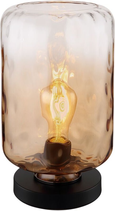 Tischleuchte Beistelllampe Schreibtischlampe Nachttischlampe Glas Amber h 32,5cm