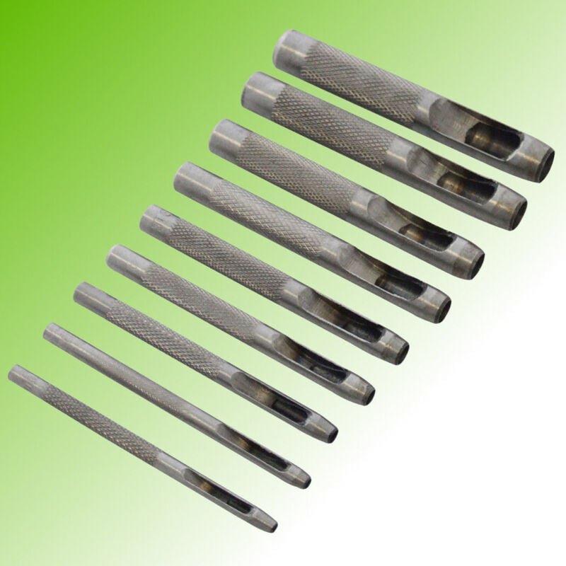 Trade Shop Traesio - Trade Shop - stahlmatrizen-set 9 stück für leder, blech, stoff, kunststoff, holz -