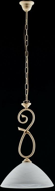 Bonetti Illumina - Elfenbeinfarbener Kronleuchter aus Eisen, ein Licht weißer Alabasterglas-Lampenschirm 30x h52 cm