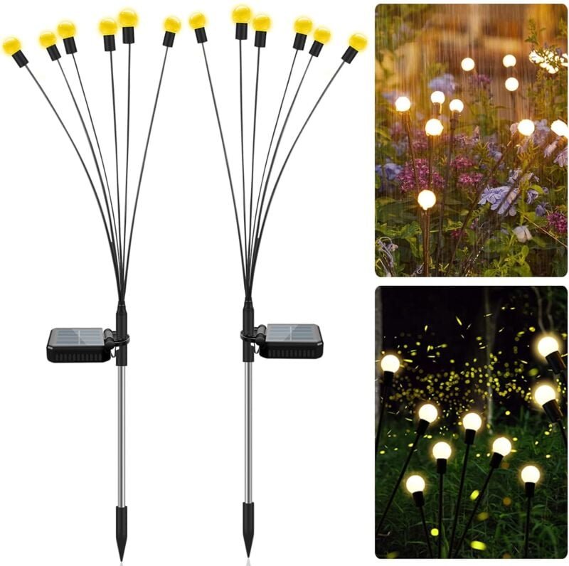 Tonchean - Solarleuchten außen, Firefly Solar-Gartenleuchten außen, IP65 wasserdichte Solarleuchten außen für Gartenwege...