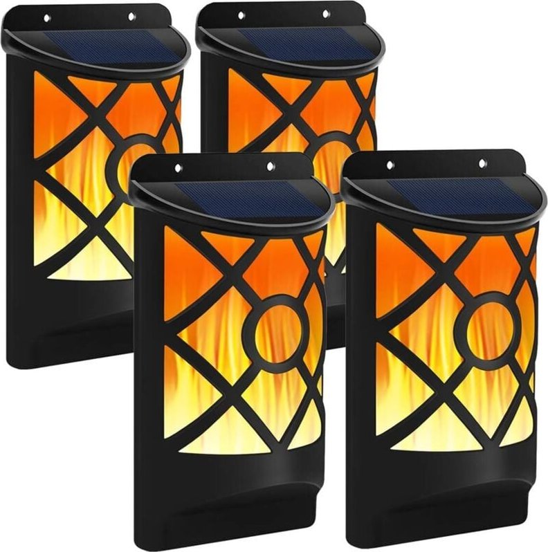 Applique murale solaire extérieure clignotante flamme de danse avec capteur d'obscurité marche/arrêt automatique éclaira...