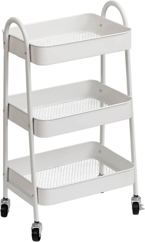 Metallregal auf rollen 3 ebenen - weiss Tendance