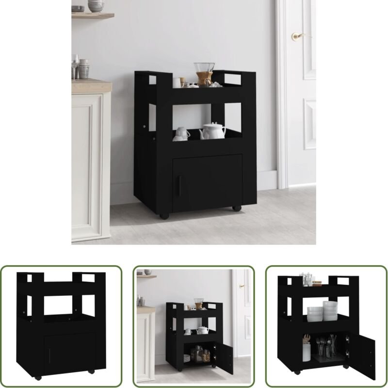 vidaXL Küchenwagen Schwarz - Küchenwagen Schwarz 60x45x80 cm Holzwerkstoff