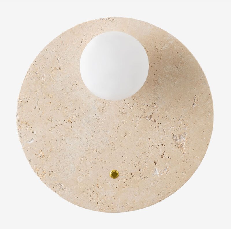 Sklum - Travertin-Wandleuchte mit Davise-Kristallkugel Travertine