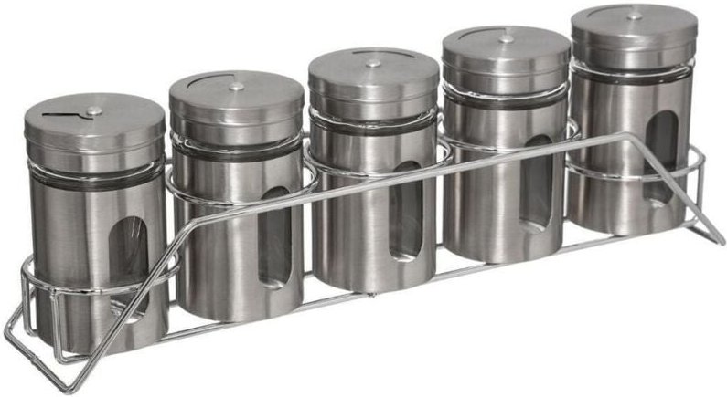 5five Simply Smart - Gewürzregal aus Edelstahl für 5 Gewürzgläser