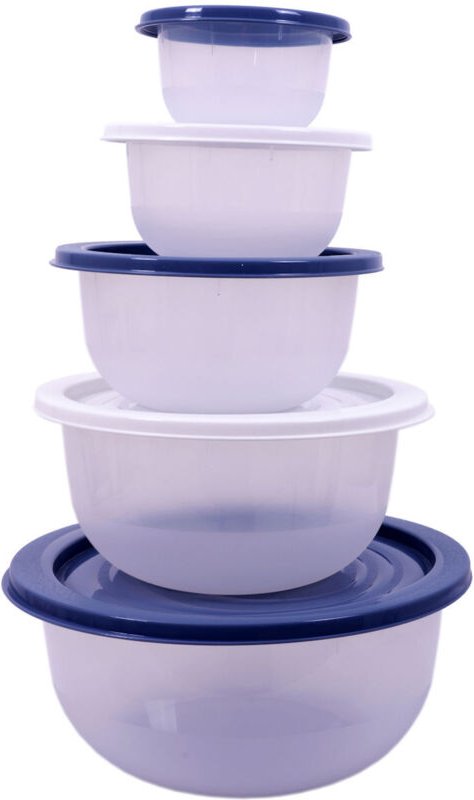 Spetebo - Schüssel 5er Set - 0,4 bis 4,4 l - Kunststoff Rührschüssel Aufbewahrung Schale