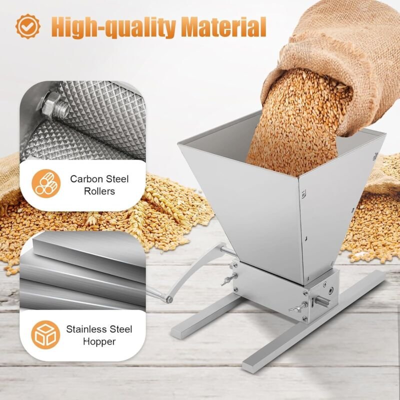 4L Manuelle Getreidemühle Malzmühle Schrotmühle Barley Manuelle Verstellbare Getreidemühle Edelstahl Grainmühle Grain Cr...