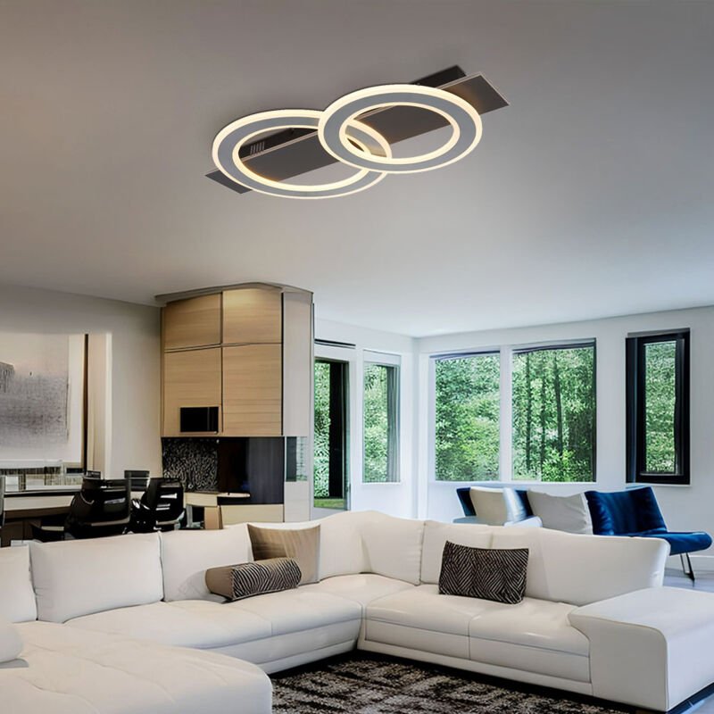 Globo Lighting - Deckenlampe Deckenleuchte Wohnzimmer Esszimmerleuchte anthrazit grau led, Metall Acryl, 1x led 40W 2000...