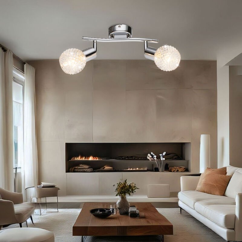 Globo Lighting - Deckenleuchte verstellbar Wohnzimmerlampe chrom Glas Spotleuchte Deckenlampe 2 flammig, 2x E14, LxH 25 ...