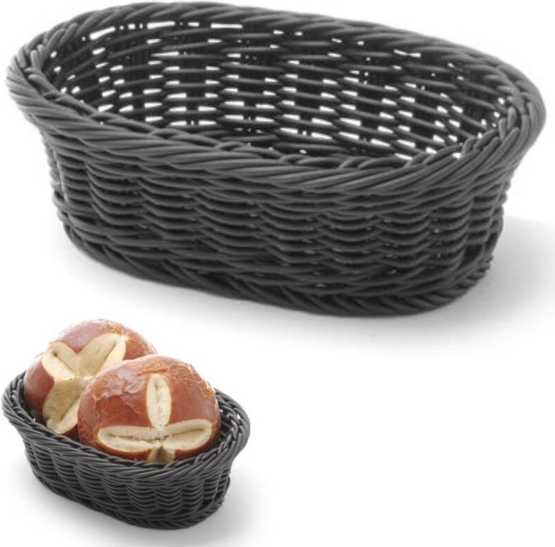 Thumbnail - Ovaler Brotkorb aus Polypropylen, schwarz, 190x120x60 mm - Hendi 426777