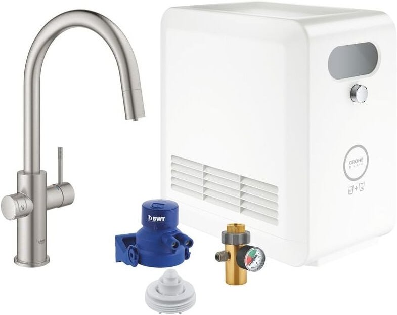 Blue Professional C-Auslauf herausziehbar supersteel EC31325DC2 - Grohe