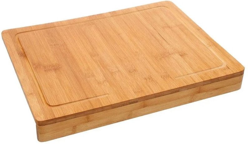 EDM - Backbrett aus Bambus, Schneidebrett, 2in1, mit Anschlagkante, 45 x 34,3 x 5 cm