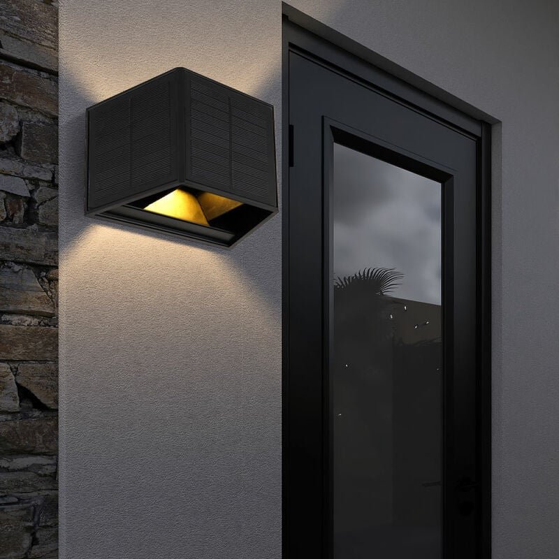 Thumbnail - Außenleuchte Solarlampe Außenwandleuchte LED Wandstrahler Fassadenleuchte Gartenleuchte LED schwarz, auf- und abwärts le...