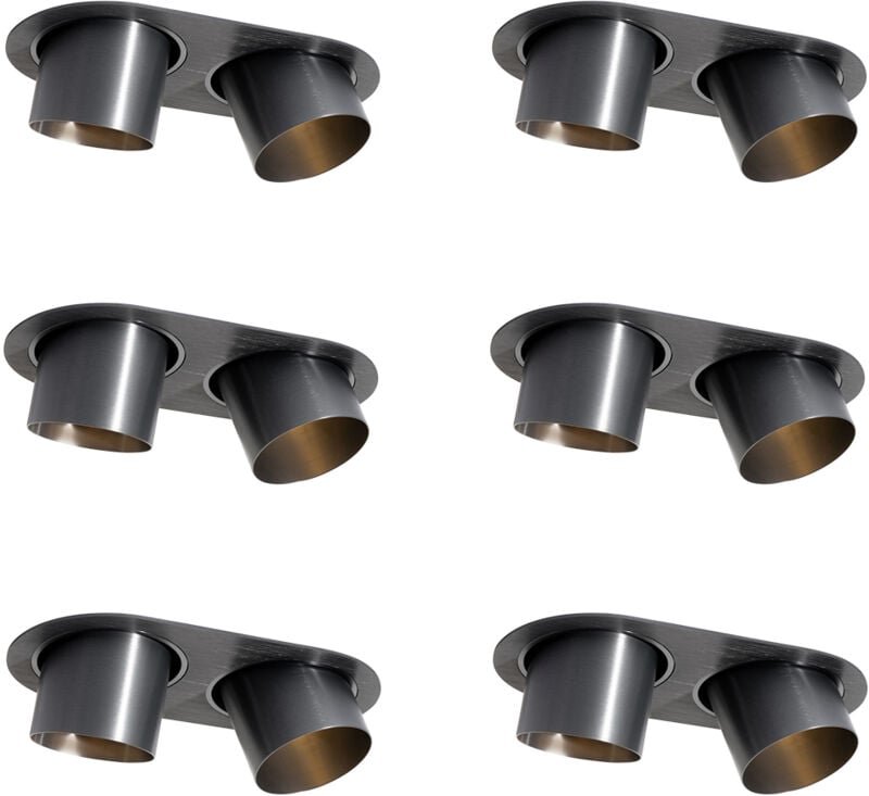 6er-Set Einbaustrahler Gunmetal GU10 70mm Schwenkbar 2-flammig - Installa