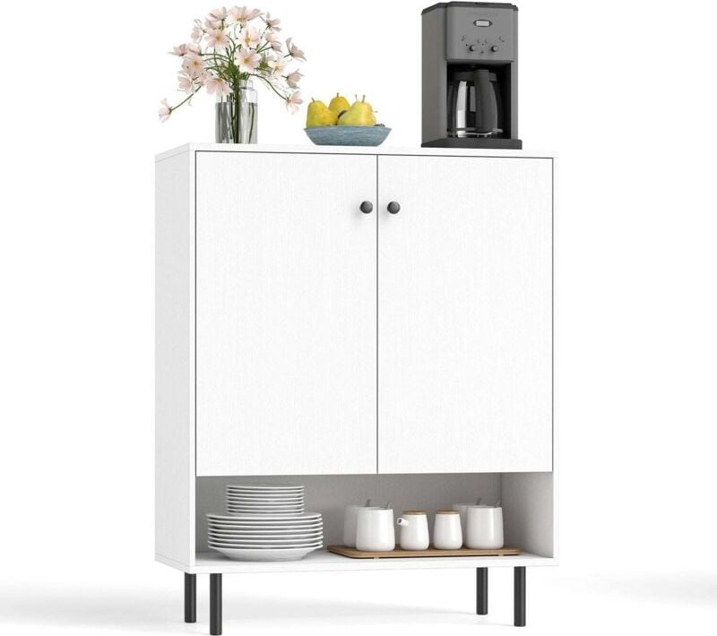 Kuchen sideboard mit verstellbaren regalen und 2 turen wei