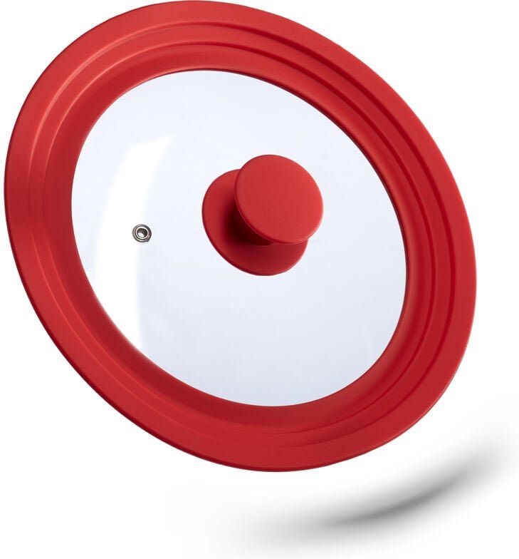Relaxdays - 2 x Topfdeckel universal, flexibler Glasdeckel mit Silikonrand & Dampfloch, Töpfe & Pfannen mit ø 20-24cm, r...