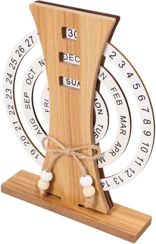 Calendrier En Bois Élégant Accessoire De Bureau Calendrier En Bois Calendrier Perpétuel Décoratif En Bois