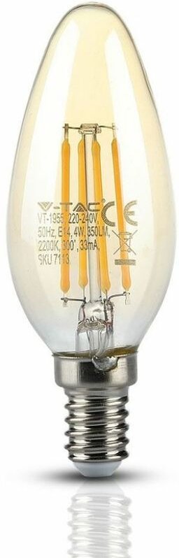 LED-Glühbirne E14 4W Kerze Filament Amber 2200K - V-tac