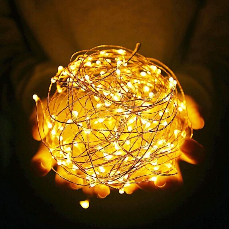 Weihnachtslichterkette 200 LED, ALED LIGHT Warmweiße LED-Lichterkette Kupferdraht Wasserdicht IP65 mit Lampenkette Außen...