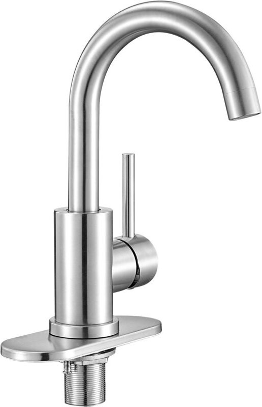 Mophorn Einhebel-Waschtischarmatur mit gebürstetem Nickel und hohem Bogenauslauf, wassersparender Wasserhahn für Badezim...