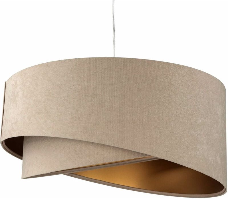 Licht-erlebnisse - Hängeleuchte Stoff Schirm Beige Gold 50 cm rund wohnlich E27