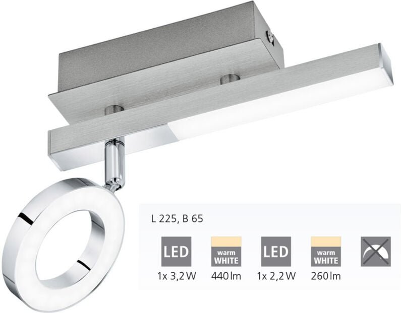 Eglo - 1er led Spot Cardillio 1 alu-chro 22,5 x 6,5 cm warmweiß Deckenlampen & Kronleuchter